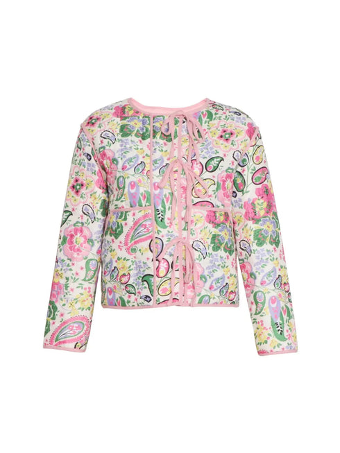 'Rocio' Pink Lace-Up Quilted Puffer Jacket - Celes Fashion